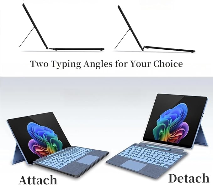 Keyboard for Surface Pro 11/10/9/8/X (13inch), Portable Slim Type Cover for Surface Pro, Wireless Bluetooth Keyboard with Touchpad, Backlits,Built in Pencil Holder,Black