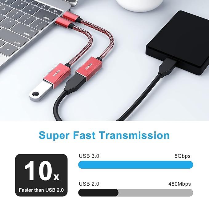 BENFEI USB C to USB 3.0 Adapter, 2 Pack USB C to A Male to Female Adapter Compatible with MacBook 2022 2021 2020, Samsung Galaxy Note 20, Galaxy S20 S21, Google Pixel, Nexus, and More