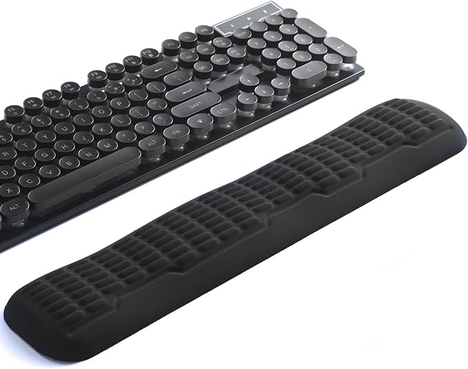 UnivoColors Memory Foam Keyboard Wrist Rest,Latest 3.0 Wave Curve Design,High-Resilience Memory Foam,Non-Slip Base Fits,Full-Sized Keyboards,Ideal for Work and Gaming(Black)