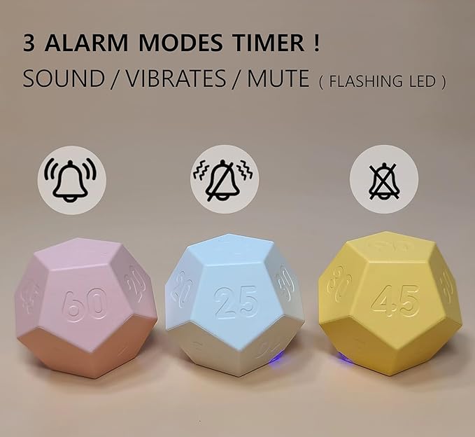 Cube Pomodoro Timer, Rechargeable Small Cute, Timer for Kids and Classroom, Kitchen, Cooking, Workout & Study Countdown, Time Management Tool (Floral White)