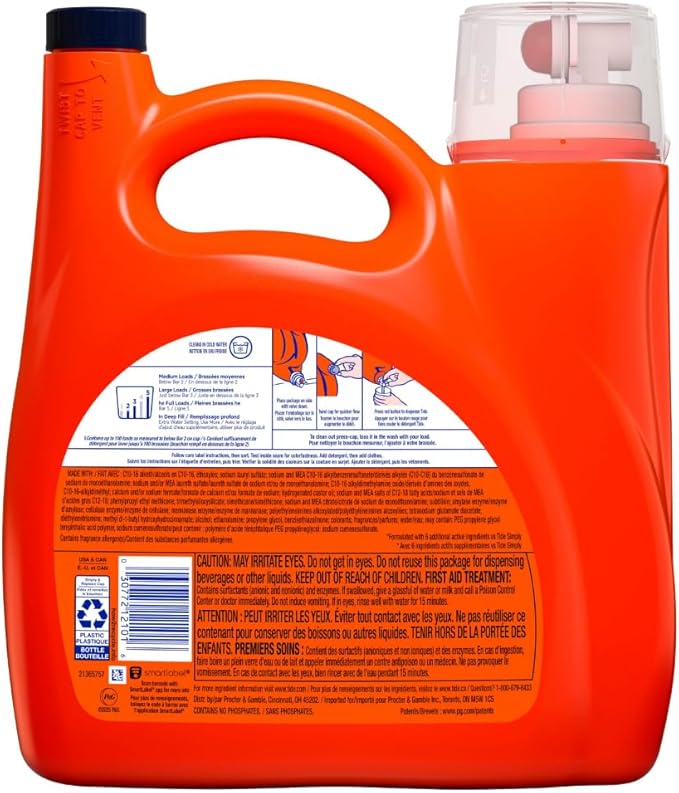 Tide Laundry Detergent Liquid, Original Scent, HE Compatible, 100 Loads, 125 fl oz, Tide Laundry Detergent, Liquid Laundry Detergent (Packaging May Vary)