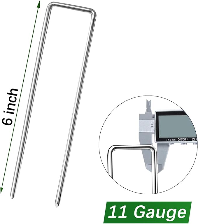 50 Pack Landscape Staples 6 Inch Garden Stakes Galvanized Garden Staples Pins Anti-Rust Ground Stakes for Weed Barrier, Irrigation Tubing, Landscaping Fabric, Yard Lawn