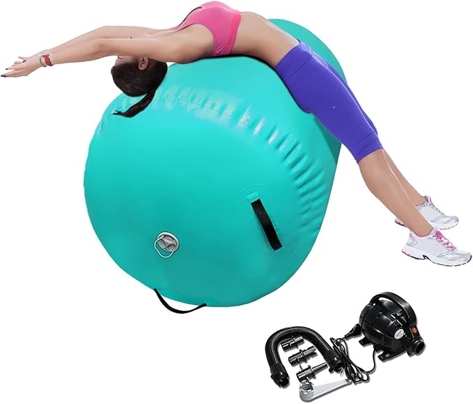 86 York Air Barrel Gymnastics Roller Inflatable Tumbling Mat, Back Handspring Training Air Mat Tumble Track Gymnastics Equipment For Home Use, Gym Training, Yoga Balance Exercise, Cheerleading with Electric Pump