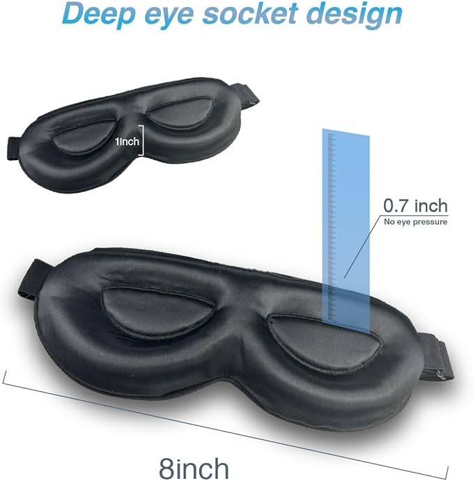 PROMEED Adjustable 23 Momme Mulberry Silk Sleep Mask, 3D Contoured No-Pressure Cup Eye Mask for Sleeping, Super Soft Breathable Blindfold, Perfect Blocks Light for Sleeping (Gold)