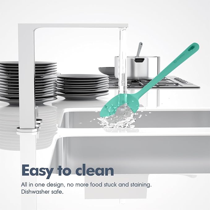 5 Pieces Silicone Spatula Set, Food Grade Rubber Spatula, Upgrade Strong Handle with Ergonomic Grip, Heat Resistant Up to 600°F for Nonstick Cookware, Cooking Mint