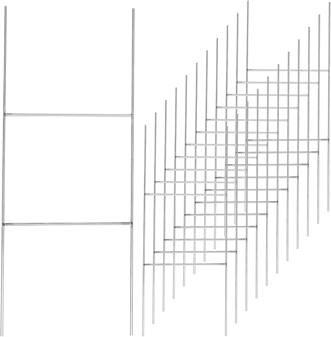 12 Pack Heavy Duty Metal H Frame Wire H Long Stakes, 24'' x 10'' Yard Sign Stake for 4mm Corrugated Signs