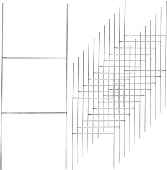 12 Pack Heavy Duty Metal H Frame Wire H Long Stakes, 24'' x 10'' Yard Sign Stake for 4mm Corrugated Signs