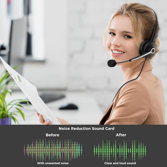 Wantek Headset with Microphone for PC Wired Headphones 3.5mm Headsets with Noise-Cancelling Microphone for Laptop - Computer Headphones with Mic in-line Control for Home