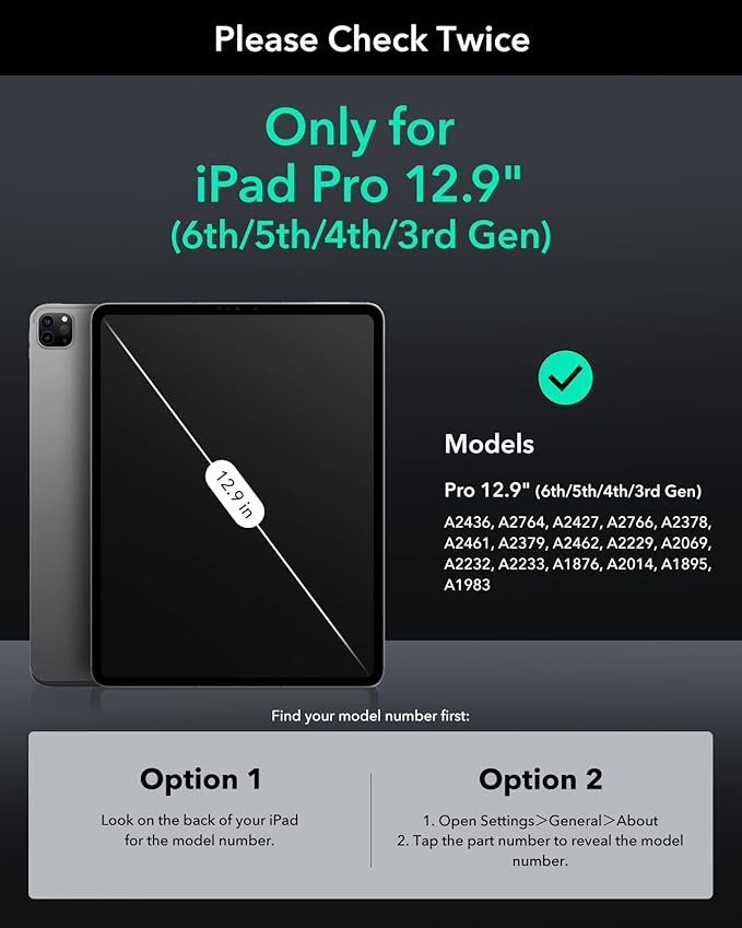 ESR 2 Pack Screen Protector for iPad Pro 12.9 (2022/2021/2020/2018), Tempered-Glass Film with Easy Application Tray, Anti-Scratch, Military-Grade Protection, HD Clarity, Armorite Series