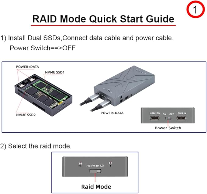 CY USB4.0 20Gbps Dual NVME M.2 NGFF M-Key to USB-C Type-C Raid0 Raid1 JBOD Big Enclosure with Fan Raid0 Hyper Adapter