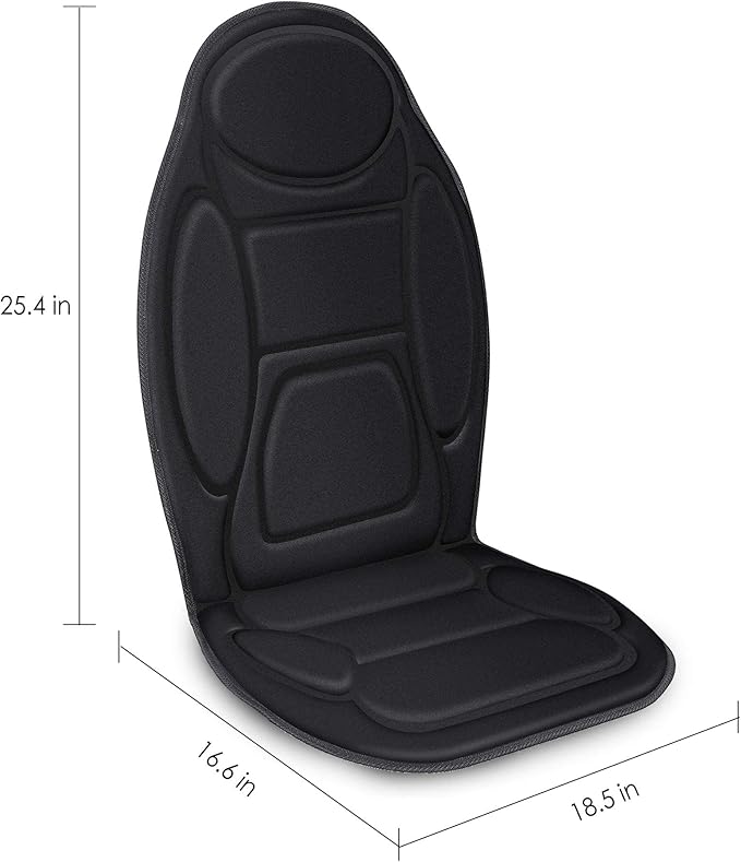 Snailax Massage Seat Cushion - Back Massager with Heat, 6 Vibration Massage Nodes & 2 Heat Levels, Massage Chair Pad for Home Office Chair，Black