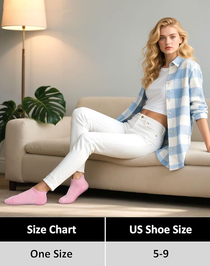 6 Pairs Pilates Socks for Women, Non Slip Yoga Socks with Grips for Barre Ballet Athletic Workout Barefoot Hospital