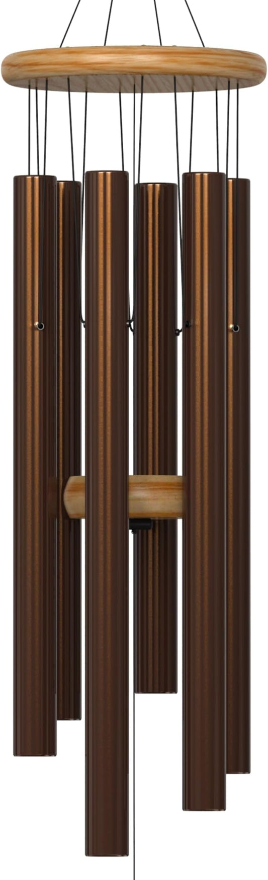 Wind Chimes – 28” Brown Modern Wind Chimes for Deep, Soothing Tones – Outdoor Garden Décor, Hand-Tuned Metal Chimes for Relaxation – Weatherproof Gift for Patio, Yard & Zen Spaces