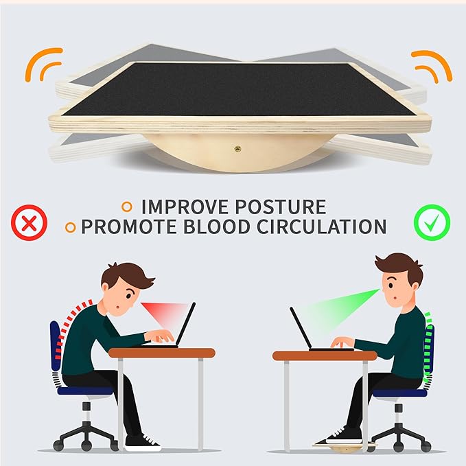 Balance Board Professional Wobble Board for Adults Anti-Slip for Physical Therapy Standing Desk Core Strength Wooden Rocker Board(350LBS)