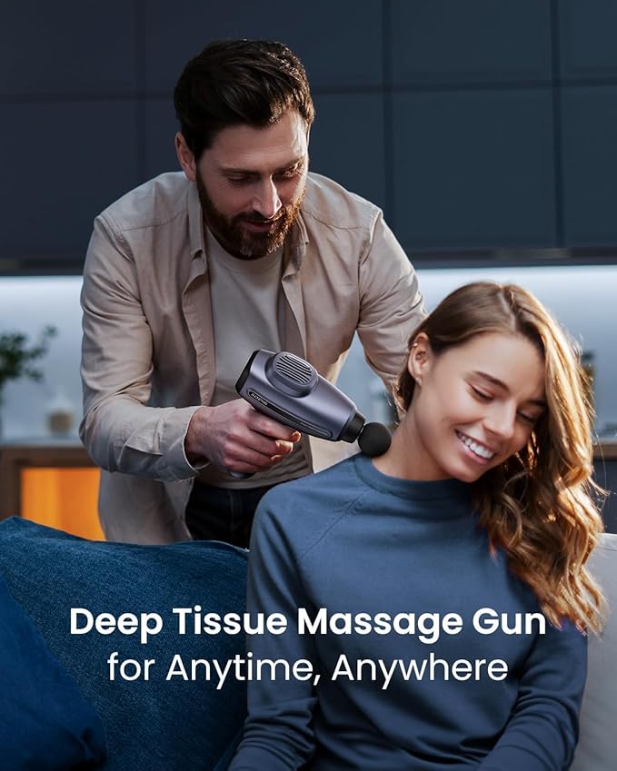 RENPHO Massage Gun Deep Tissue, Percussion Muscle Massage Gun for Athletes, Electric Handheld Massager Gun for Pain Relief Relax 6 Massage Head, 15 Speed Blue