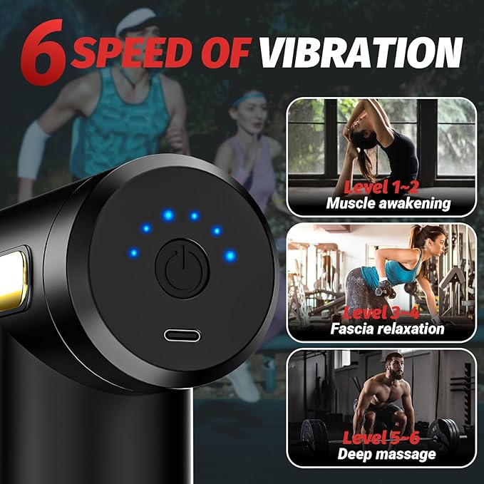 Massage Gun, Small Travel Tool, Massage Gun Deep Tissue,Percussion Handheld Portable Muscle Massager Tool for Full Body Pain Relief, Ideal Gifts for Men, Women(Black)