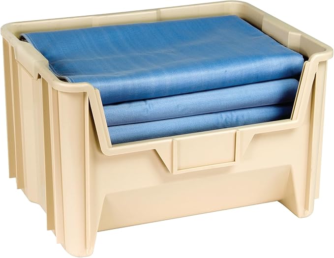 Hudson Exchange 20" x 15" x 12.5" (54 Pack) Plastic Giant Stackable Hopper Bin Container, Tan