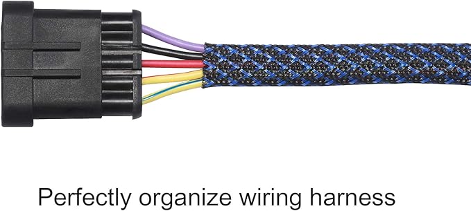 100ft - 3/4 inch PET Expandable Braided Sleeving – BlackBlue – Alex Tech Braided Cable Sleeve