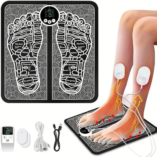 TENS & EMS Stimulator ，Portable EMS TENS Foot Massager， Electronic Nerve Stimulator for Foot，Foot Relaxation，12 Modes with Remote Control Charging Version