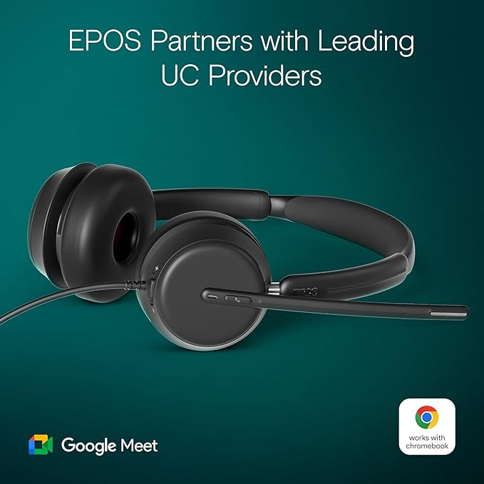 EPOS Impact 860 Dual-Sided Wired Headset with USB-C/USB-A, Noise-Canceling Mic, Super Wideband Audio, Comfortable Fit, Ideal for Business Calls, Office Use, and Multi-Device Compatibility.