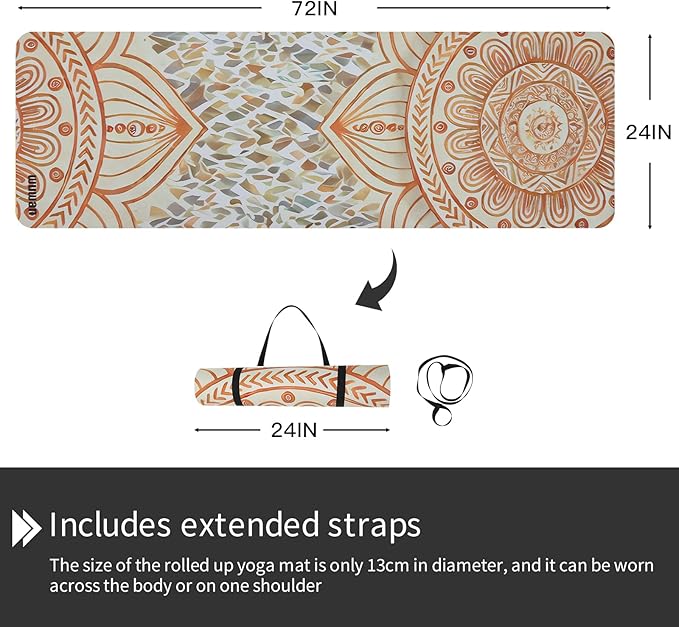 Yoga Mat Non-Slip Extra Thick 72"x32/24" Extra Wide Fitness Exercise Mat TPE Material High Elastic Hot Yoga Mat for Women Yoga Pilates Home Floor Workout (Cow Coffee)