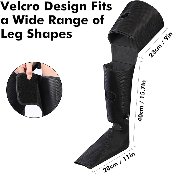 Leg Air Compression Massager for Foot Heat, Air Compression Calf Massage and Thigh Massage, Handheld Controller 3 Intensities 3 Modes (with 4 Extensions and Portable Bag), Gifts for Women