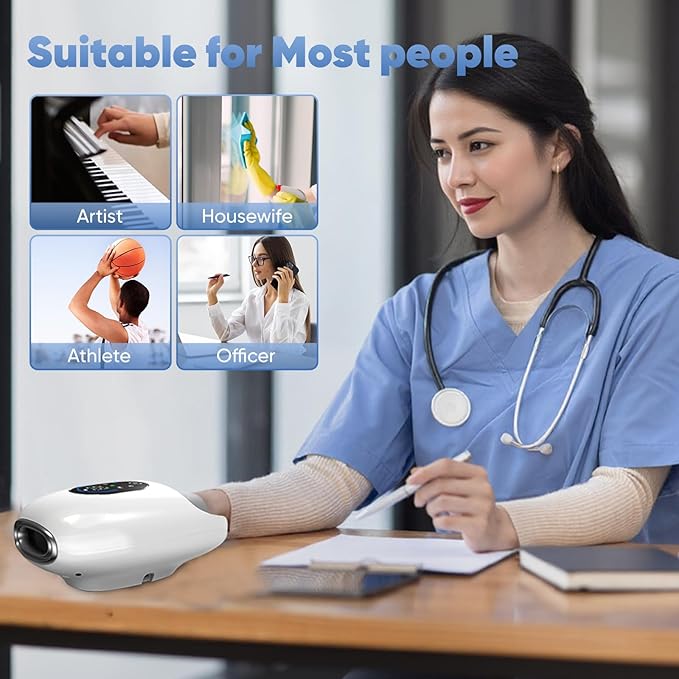 Hand Massager with 9 Modes and 4 Heating Options for Hot and Cold Therapy Hand and Wrist Massager for Arthritis and Carpal Tunnel Relief, Hand Massager with Heat and Compression, White