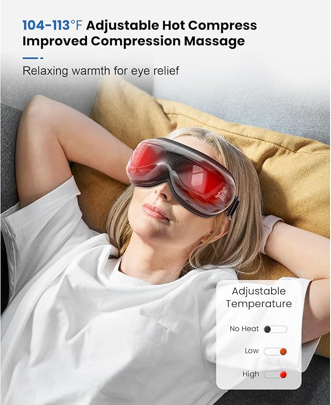 BOB AND BRAD Eye Massager, EyeOasis 2 Plus Eye Mask for Migraines with Remote, Heat, Compression, Smart Face Massager for Dry Eyes Relief, FSA Eligible/HSA Eligible Birthday Gifts for Women Men Mom