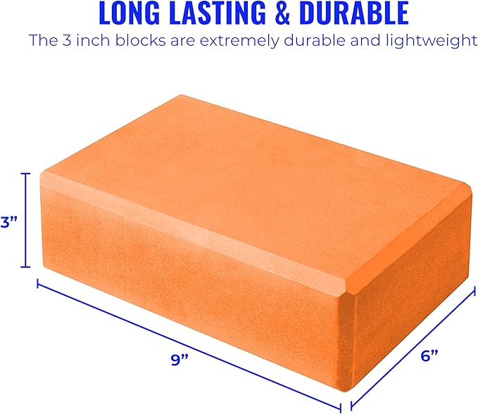 Hello Fit 3" Yoga Block, 10 Pack Bulk EVA Foam Yoga Blocks, Firm and Supportive Yoga Brick, Balance Foam for Stretching, Pilates, and Workout, 3" x 6" x 9"