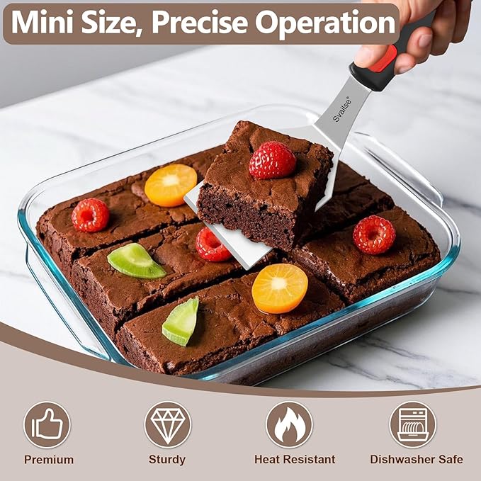 2Pcs Stainless Steel Spatula Set, Metal Turners for Kitchen Use, Metal Cooking Utensils for Cast Iron Skillet with Silicone Handle, Spatula Flipper for Frying Egg, Brownie, Cookies or Pancake