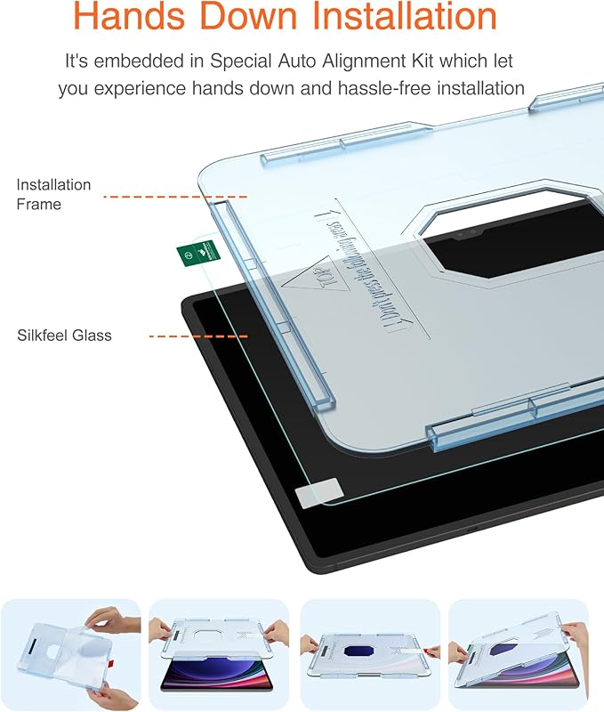 KCT Nano-Texture Glass Screen Protector Compatible with Samsung Galaxy Tab S10 Ultra /S9 Ultra / S8 Ultra 14.6 Inch,Touch Like Silk, Auto-Alignment Tool, Matte Tempered Glass