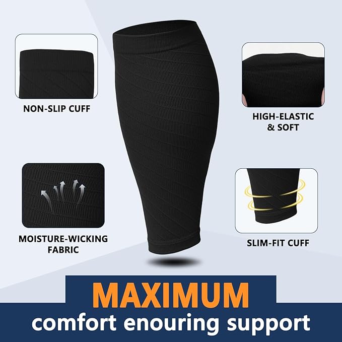3 Pairs Calf Compression Sleeves for Women Men, Leg Compression Sleeve Calf Brace for Support Running Shin Splints