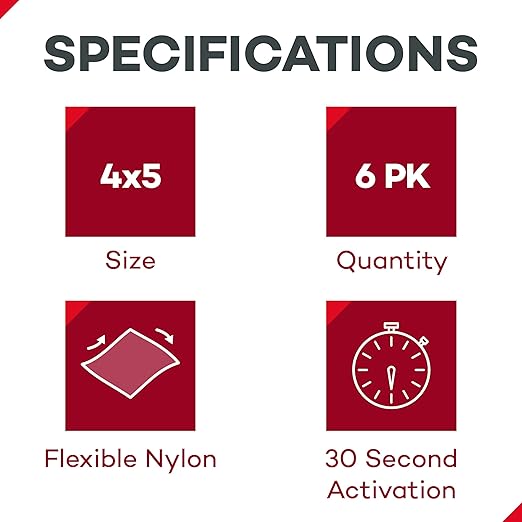 Dealmed Instant Cold Pack – Pack of 6, 4" x 5" Disposable Cold Packs for Injuries, Swelling, Sprains, Muscle Soreness and More, No Refrigeration Single Squeeze Activation