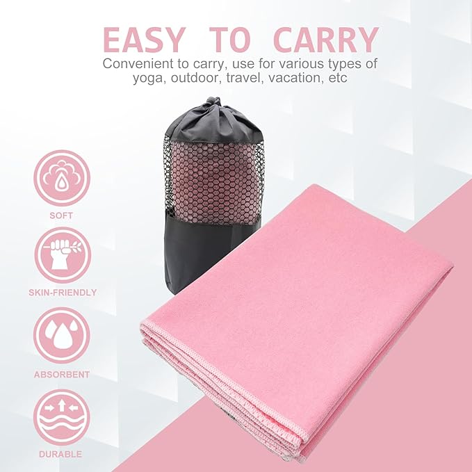 Eunzel Hot Yoga Towel - Microfiber Non Slip Yoga Mat Towel with Grip Dot Sweat Absorbent Towel for Hot Yoga, Pilates and Fitness 72" x 24", Teal/Orange