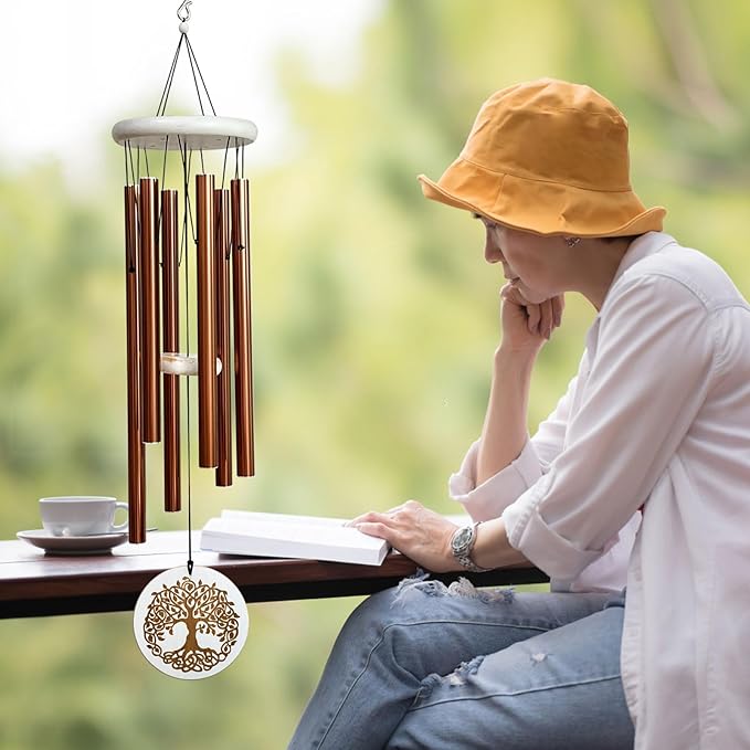 Wind Chimes Tree of Life for Loss of Loved One,33" Memorial Windchimes for Clearance,Sympathy Gift,Housewarming Gift,Listen to The Wind Chimes for Garden,Patio Decoration(Copper)