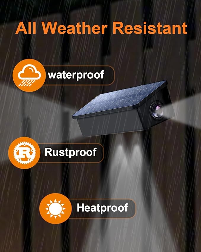 8 Pack 3-Side Solar Fence Lights Outdoor Waterproof with Cool White LED Spot Lens, for Wall, Deck, Patio, Yard, Rail, Garage, Pool, Designed for Enhanced Security, Easy Install