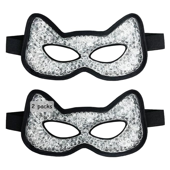Cooling Eye Mask, Hot & Cold Use, for Puffy Eyes, Dry Eyes, Headaches, Migraines, Sinus, Dark Circles (2 blue)