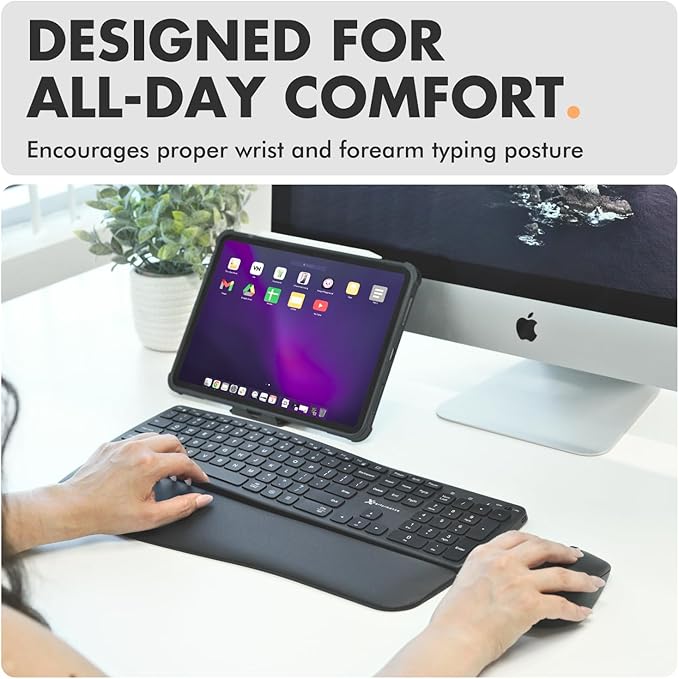 X9 Backlit Wireless Keyboard and Mouse (Bluetooth + 2.4G) Ergonomic Keyboard and Mouse Wireless Combo with Detachable Wrist Rest, Rechargeable, Full-Size Set for Phone, Computer, Laptop, Mac