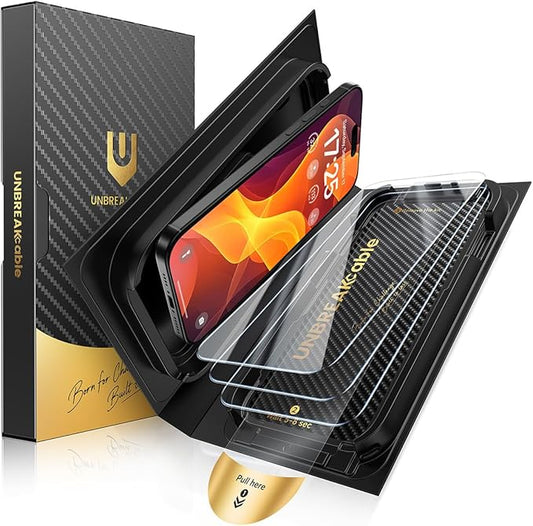 UNBREAKcable for iPhone 16 Screen Protector [Quick-Installation Box] 3-Pack 9H+ Hardness Shatterproof Tempered Glass [99.99% HD Clear] [Case Friendly] [Bubble Free] for Apple 16 6.1 inch