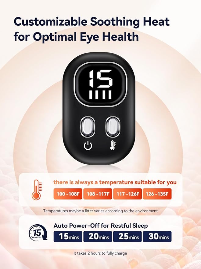 Heated Eye Mask - Cordless Eye Mask for Dry Eyes, Silk Sleeping Mask for Eye Relief, Washable Eye Heating pad for Travel