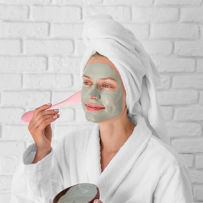 2 Pcs Silicone Face Mask Brush Applicator 2 in 1 Soft Bristle Face Scrubber Beauty Tool Portable Facial Cleansing Brush Applicator for Mud Clay Charcoal Mixed Mask DIY Modeling Mask Body Lotion