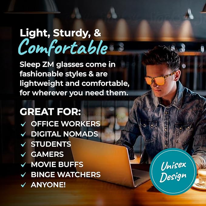 100% Blue Light Blocking Glasses - Women + Men - Better Sleep - Anti Eye Strain Protection - Computer Screens Gaming