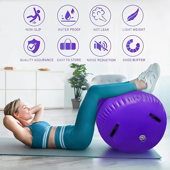 86 York Air Barrel Gymnastics Roller Inflatable Tumbling Mat, Back Handspring Training Air Mat Tumble Track Gymnastics Equipment For Home Use, Gym Training, Yoga Balance Exercise, Cheerleading with Electric Pump