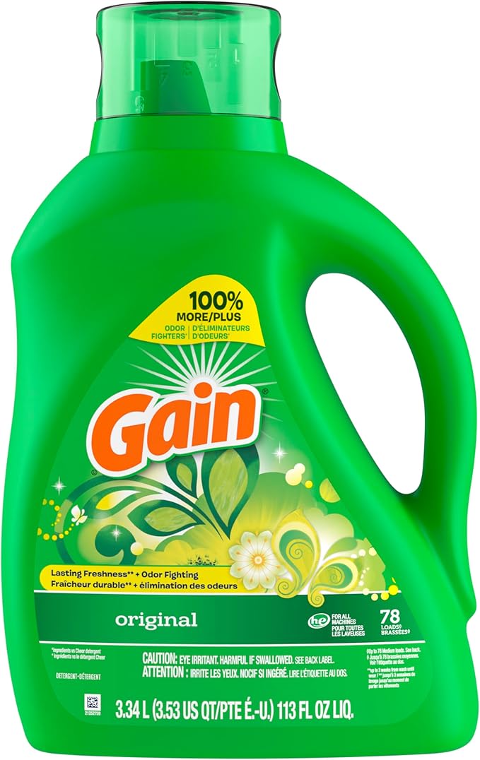 Gain + Aroma Boost Liquid Laundry Detergent, Original Scent, 78 Loads, 113 fl oz, HE Compatible