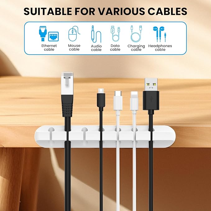 AhaStyle Cable Clips, 3 Pack Cord Holders Cable Organizer Self Adhesive Cord Keeper for Desktop Organizing USB Cable/Nightstand Power Cord/Mouse Cable/Wire PC/Cord Clips for Home Office and Car