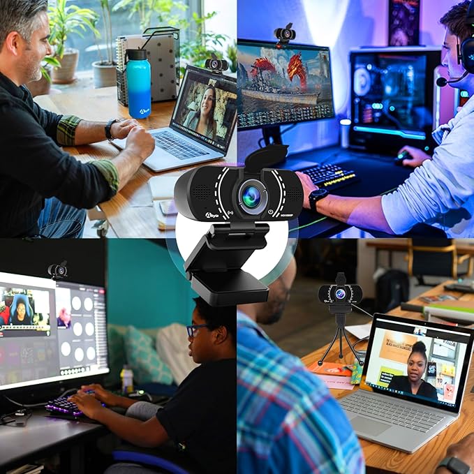 Akyta Web Camera for Laptop, 1080P Webcam with Noise-Canceling Microphone/Privacy Cover & Wide Angle 110°, USB Web Camera for Desktop Computer PC Mac Video Calling/Streaming/Zoom Conference