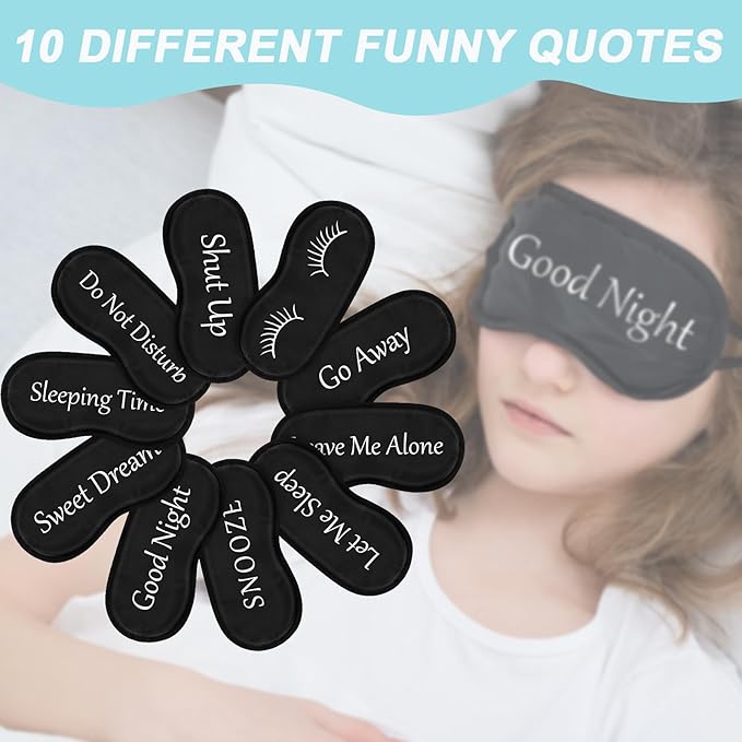 Eurzom 20 Pieces Funny Eye Sleeping Mask Bulk with Adjustable Strap Blackout Eye Sleep Mask for Night Blindfold Cover for Women Men(Black)