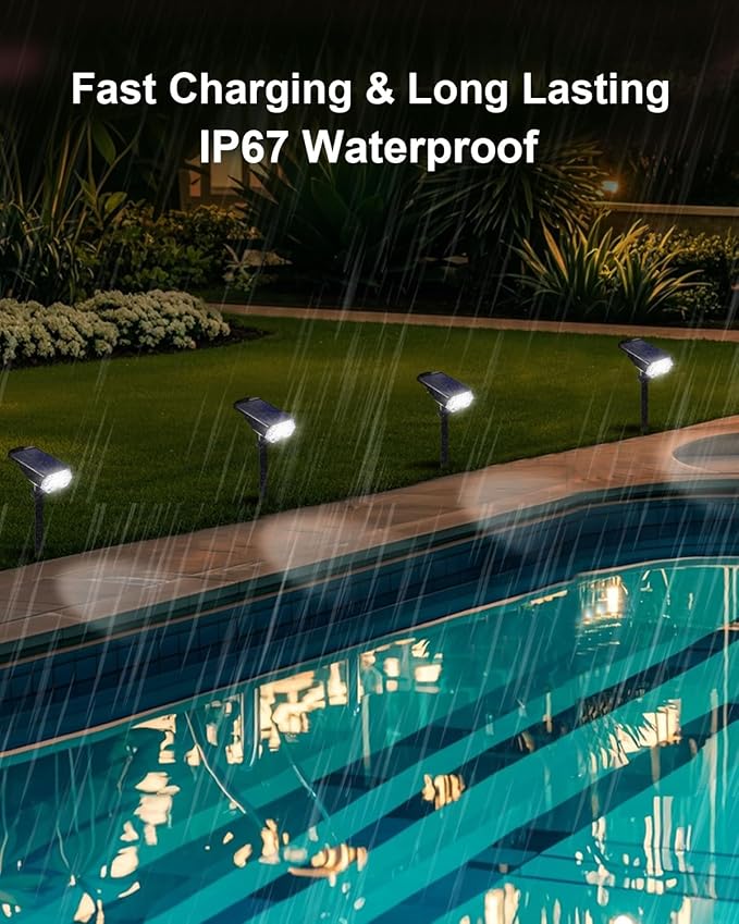 6 Pack Solar Powered Outdoor Spot Lights Outside Waterproof 20 LEDs Landscape Spotlights Dusk to Dawn for House Yard Tree, Plants, Walls, Path, Garden, Statues, Superior Accent Lamp Cool White