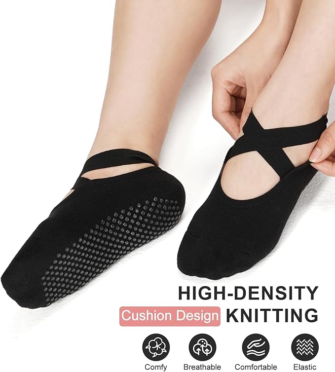 Breslatte Grip Socks Pilates Socks with Grips for Women Non Slip Grippers Womens