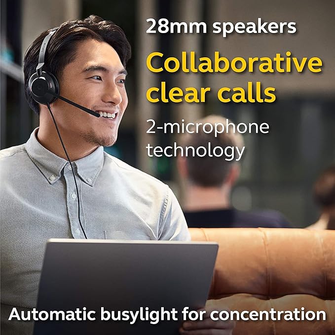 Jabra Evolve2 30 SE Wired Mono Noise-Cancelling Headset - Features 2-Mic Call Technology and USB-C Cable - Works with All Leading Unified Communications Platforms Such as Zoom and Google Meet - Black
